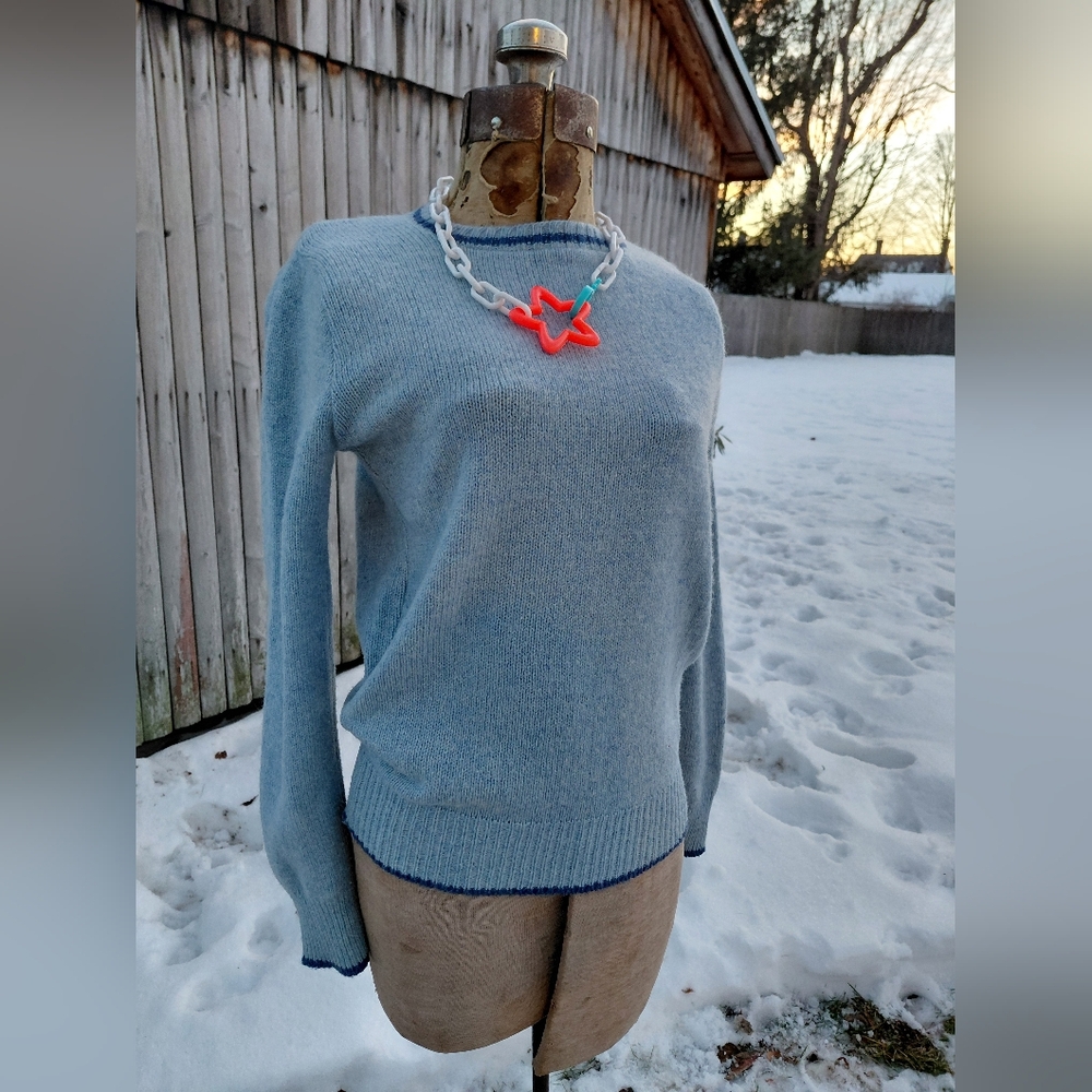 Vintage 70s Scotch Nap Old Colony navy blue crew neck wool knit sweater Womens S